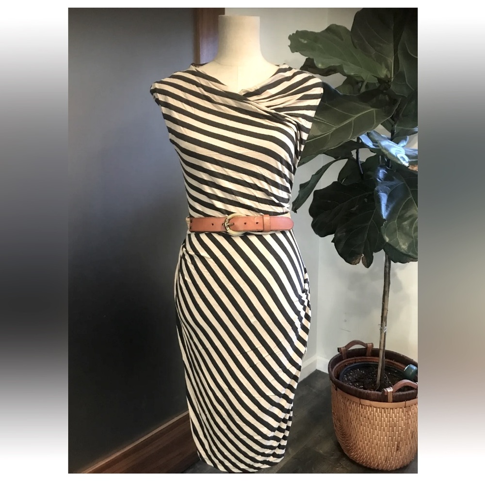 Anthropologie Bordeaux striped dress. Small